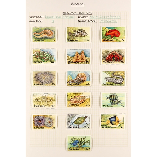 406 - BARBADOS 1953 - 2010 MINT COLLECTION in 2 albums, substantial & semi-specialized with changes of pap... 