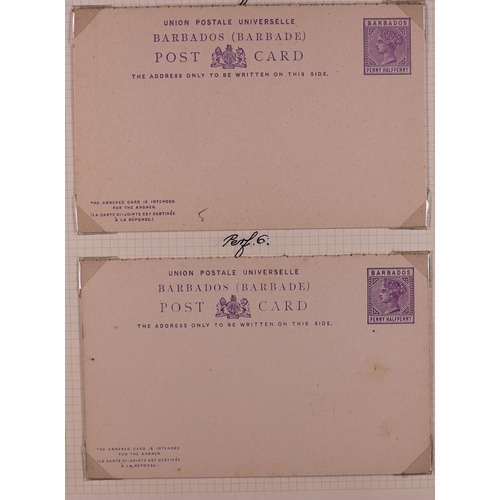 407 - BARBADOS POSTAL STATIONERY Collection of 1881 - 1902 items annotated on pages, includes postal cards... 