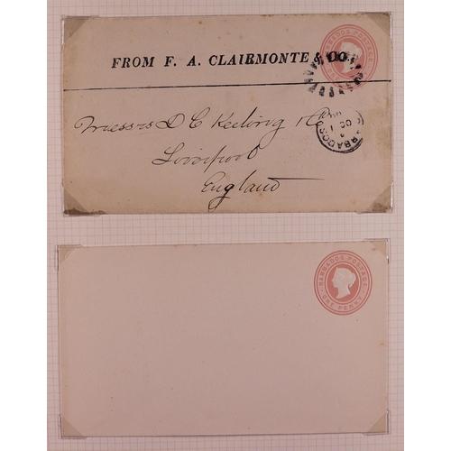 407 - BARBADOS POSTAL STATIONERY Collection of 1881 - 1902 items annotated on pages, includes postal cards... 