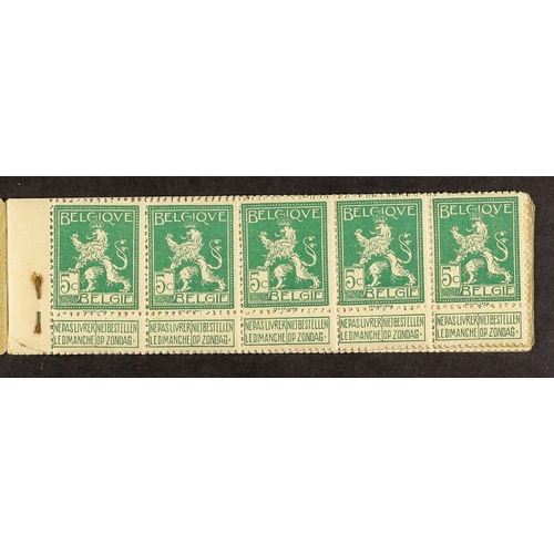 424 - BELGIUM 1912 2fr booklet (COBT A8) composed of 30 stamps (20x5c and 10x10c) in 6 panes with interlea... 