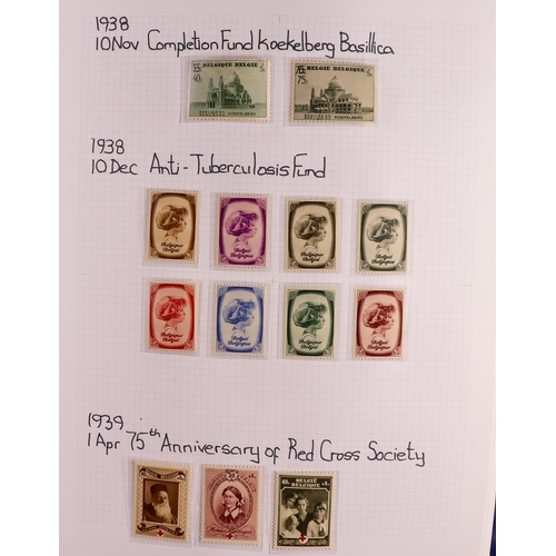 425 - BELGIUM 1912-1994 COMPREHENSIVE MINT & NEVER HINGED MINT COLLECTION written up in two albums, highly... 