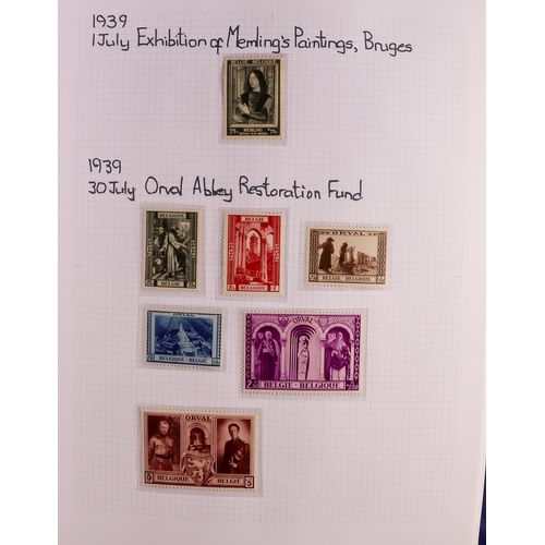 425 - BELGIUM 1912-1994 COMPREHENSIVE MINT & NEVER HINGED MINT COLLECTION written up in two albums, highly... 