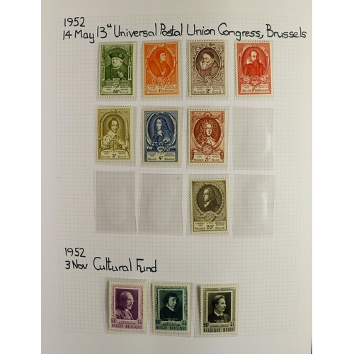 425 - BELGIUM 1912-1994 COMPREHENSIVE MINT & NEVER HINGED MINT COLLECTION written up in two albums, highly... 