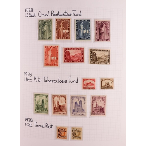 425 - BELGIUM 1912-1994 COMPREHENSIVE MINT & NEVER HINGED MINT COLLECTION written up in two albums, highly... 