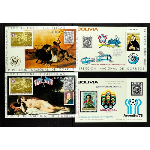 471 - BOLIVIA 1975 - 1995 collection of 39 miniature sheets, never hinged mint. Michel cat €1000+. Lot 471... 