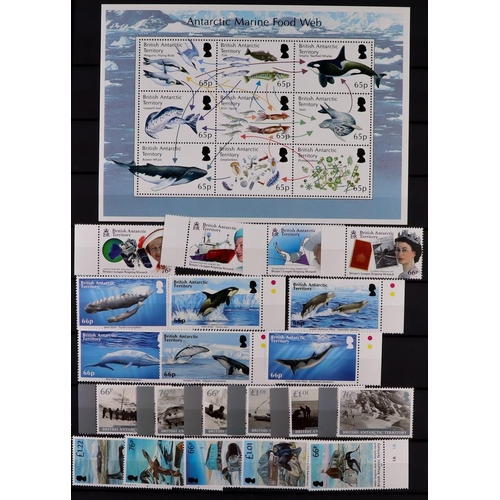 480 - BR. ANTARCTIC TERR. 1963-2018 COMPREHENSIVE NEVER HINGED MINT COLLECTION on stock pages, all differe... 