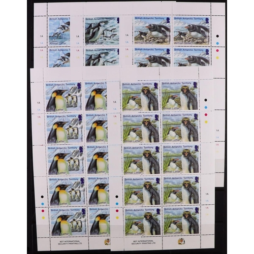 482 - BR. ANTARCTIC TERR. 2009-2017 SETS IN SHEETS OF TEN All different never hinged mint collection on st... 