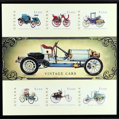 492 - GUYANA 2000 Motor Cars set of 30 stamps (SG 5768/97) in 5 se-tenant sheetlets IMPERFORATE PROOFS fro... 