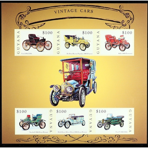 492 - GUYANA 2000 Motor Cars set of 30 stamps (SG 5768/97) in 5 se-tenant sheetlets IMPERFORATE PROOFS fro... 