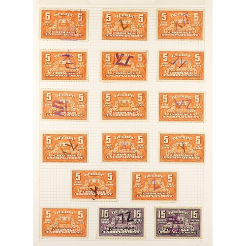 572 - CANADA REVENUE STAMPS - QUEBEC collection of 130+ stamps on pages, note Assurance Licence 1876 set t... 