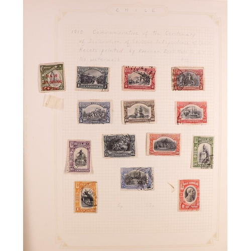 592 - CHILE 1853 - 1950 COLLECTION of mint & used with pages from 2 different collections in binder, somew... 