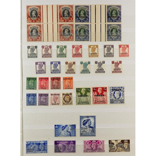 68 - COMMONWEALTH box with terrific all mint or all used collections on white stock book pages, Bahrain, ... 