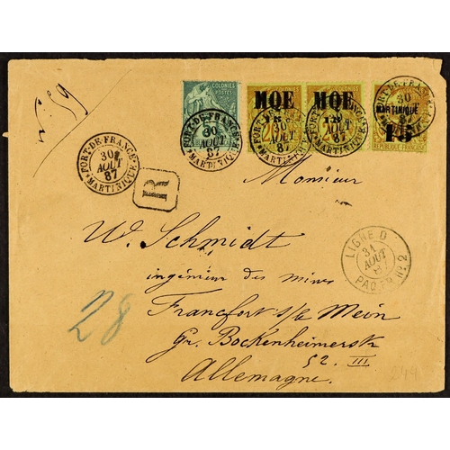 765 - FRENCH COLONIES MARTINIQUE 1887 (30 Aug) env registered to Germany bearing General Colonies 5c green... 