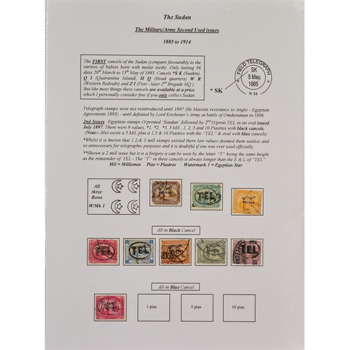 93 - TELEGRAPH STAMPS, FORMS, CANCELLATIONS a well-researched collection on exhibition- style pages, in a... 