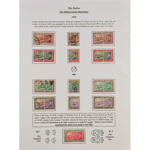 93 - TELEGRAPH STAMPS, FORMS, CANCELLATIONS a well-researched collection on exhibition- style pages, in a... 