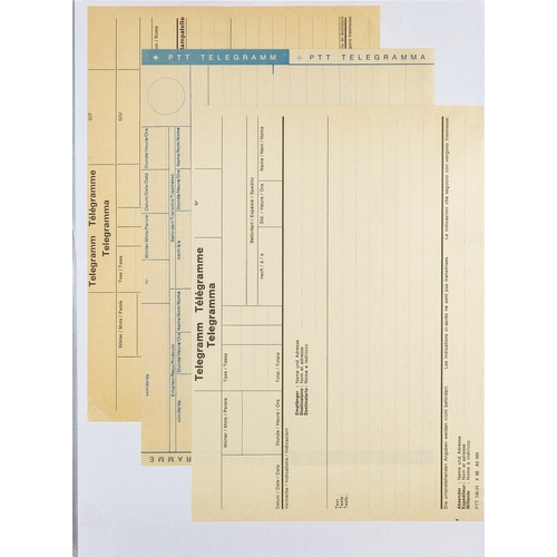 93 - TELEGRAPH STAMPS, FORMS, CANCELLATIONS a well-researched collection on exhibition- style pages, in a... 