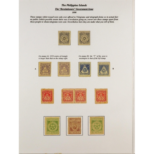 93 - TELEGRAPH STAMPS, FORMS, CANCELLATIONS a well-researched collection on exhibition- style pages, in a... 