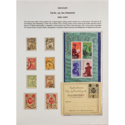 93 - TELEGRAPH STAMPS, FORMS, CANCELLATIONS a well-researched collection on exhibition- style pages, in a... 