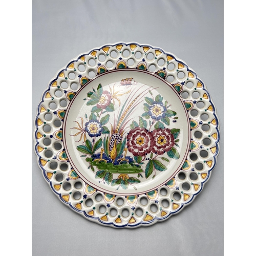 25 - The Agueda Hand Painted Pheasant Flowers Open Lace Plate is a decorative plate made in Portugal. It ... 