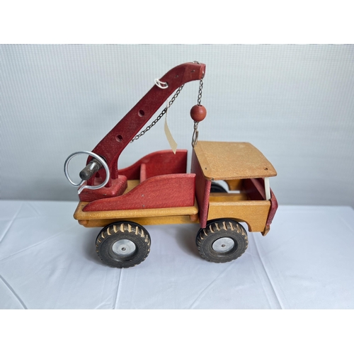 Vintage Wooden Children's Toy Crane and Truck, Set of 2 for sale at Pamono