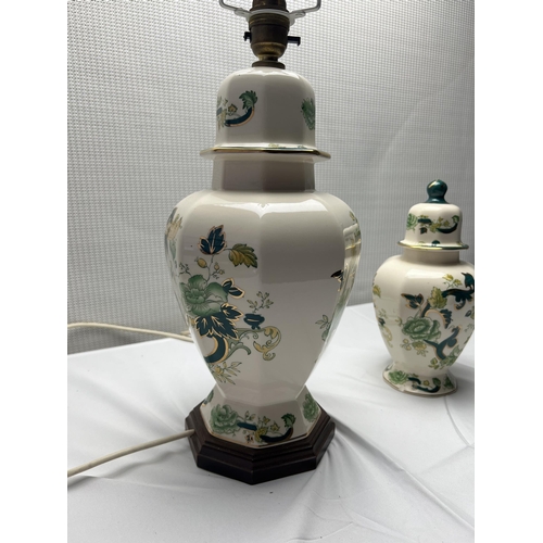 91 - Masons Charteuse lamp and vase