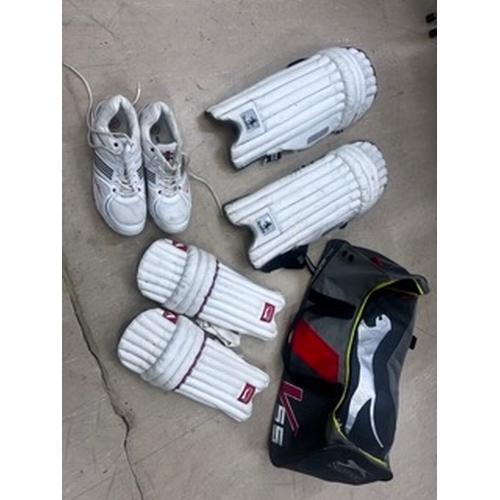 183 - Set of Cricket Pads with Shoes (UK size 12) and Slazenger Bag