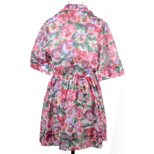 138 - Dolce & Gabbana Pink & Green Floral Dress. No size on label but fits 14-16 approximately. Pre-worn b... 