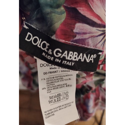 138 - Dolce & Gabbana Pink & Green Floral Dress. No size on label but fits 14-16 approximately. Pre-worn b... 