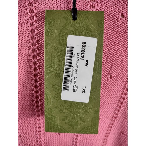 142 - Gucci - Floral embroidered crew neck cotton blend jumper in pink - 1418399 - Size XXL - Brand new wi... 