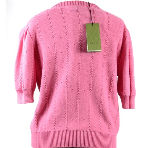 142 - Gucci - Floral embroidered crew neck cotton blend jumper in pink - 1418399 - Size XXL - Brand new wi... 