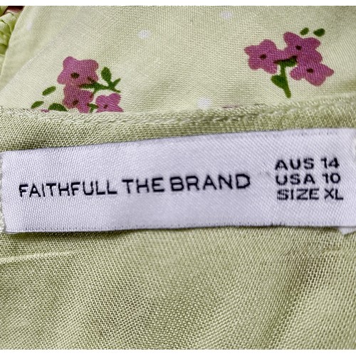 144 - Faithfull The Brand - Designer green dress with floral print - Size XL (Aus 14, US 10) - Pre-owned