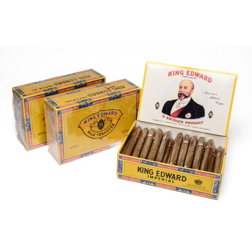 3 Boxes of King Edward Cigars - two boxes sealed, one opened with a small number of cigars taken out. 50 cigars per box so approximately 140 cigars in total.