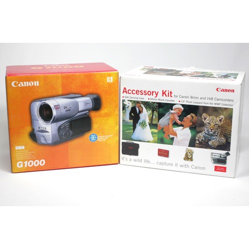 33 - Brand new mint in box Canon G1000 camcorder with accessory box (sadly minus souvenir stuffed leopard... 