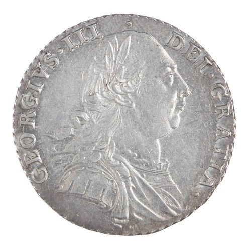 58 - George III, Shilling. 1787. With semee of hearts (S3746). Nice GVF bright in places.