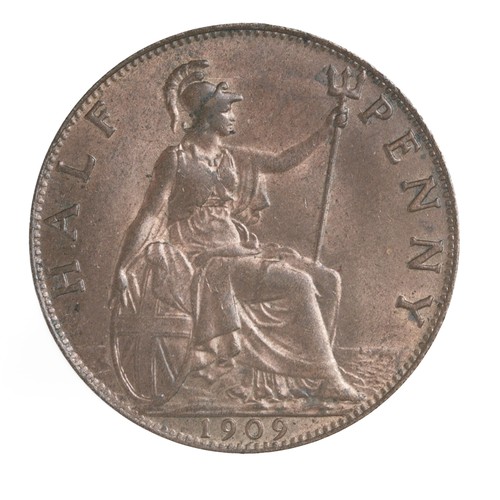 102 - Edward VII, HalfPenny. 1909 (S3991) EF with really good lustre