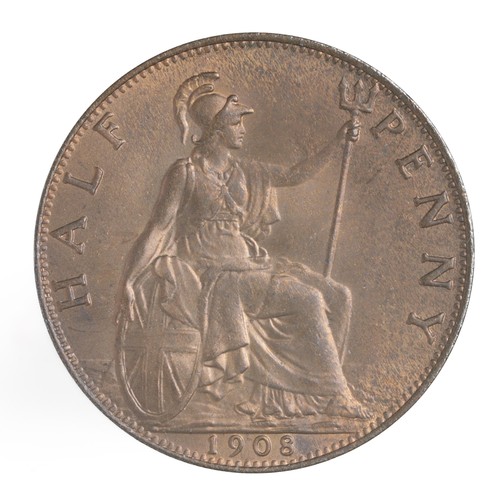 101 - Edward VII, HalfPenny. 1908 (S3991) GEF With nice full lustre