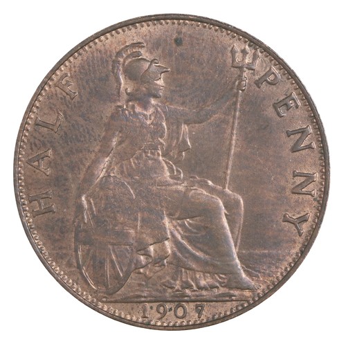 100 - Edward VII, HalfPenny. 1907 (S3991) EF with really good lustre