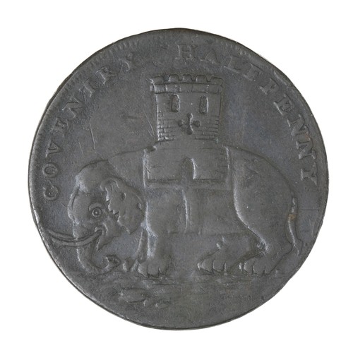 137 - Warwickshire. Coventry, Token Halfpenny. 1793. Lady Godiva & Elephant series. Edge: PAYABLE IN BEDWO... 