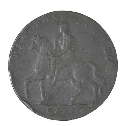 137 - Warwickshire. Coventry, Token Halfpenny. 1793. Lady Godiva & Elephant series. Edge: PAYABLE IN BEDWO... 