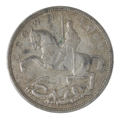 104 - George V, Crown. 1935. (S4048). VF with some black marks