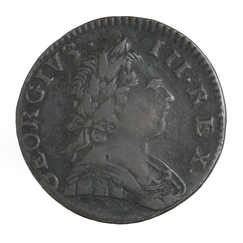 57 - George III, Half Penny. 1775. First issue laurel head. (S3774) Fine