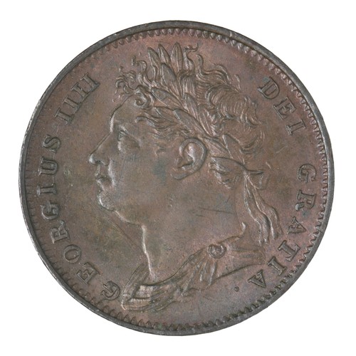 66 - George IV, Farthing. 1822 Leaves with a raised midrib, rather than an incuse one. (S3822). EF with a... 