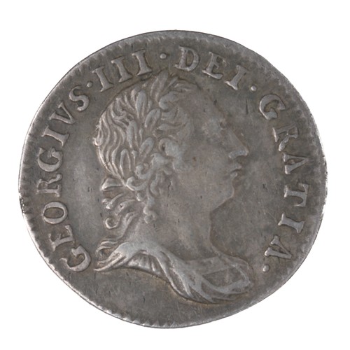 56 - George III, Maundy Threepence. 1763. Young laurel head. Crowned 3 on reverse (S3753). GVF