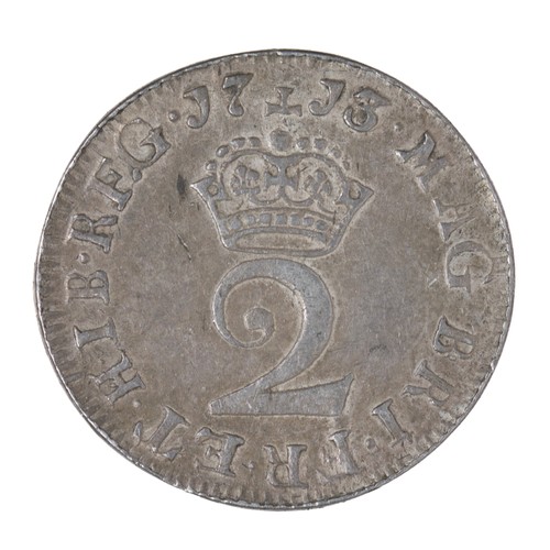 55 - Anne, Maundy Twopence. 1713. Second bust with reverse crown within inner circle of legend. (S3597A).... 