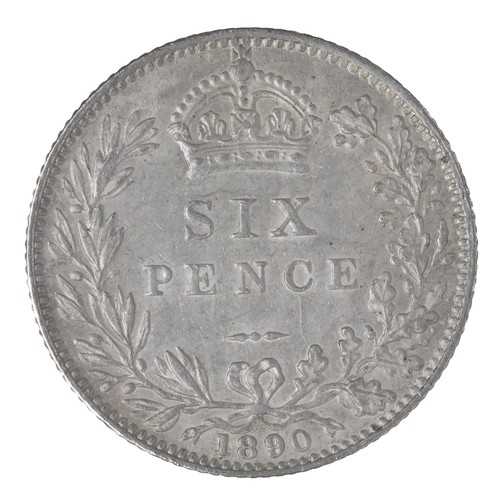 90 - Victoria, Sixpence. 1890 Jubiliee Head (S3929). EF