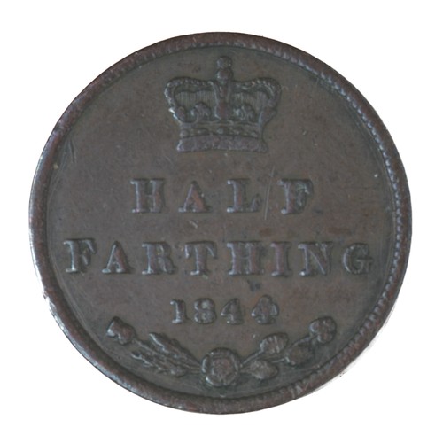 73 - Victoria, Half Farthing. 1844. Rare broken O in Victoria (sometimes referred to as 'inverted U'). GF... 