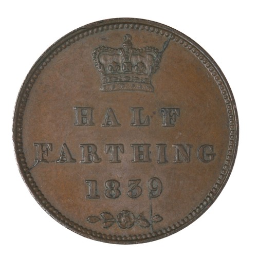 70 - Victoria, Half Farthing. 1839. Nice colour and tone. EF (S3951)