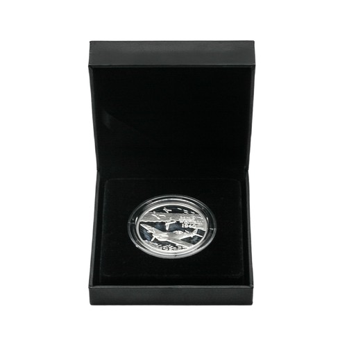 136 - 2010 Alderney Battle of Britain £5 Silver Proof Coin Box FDC.