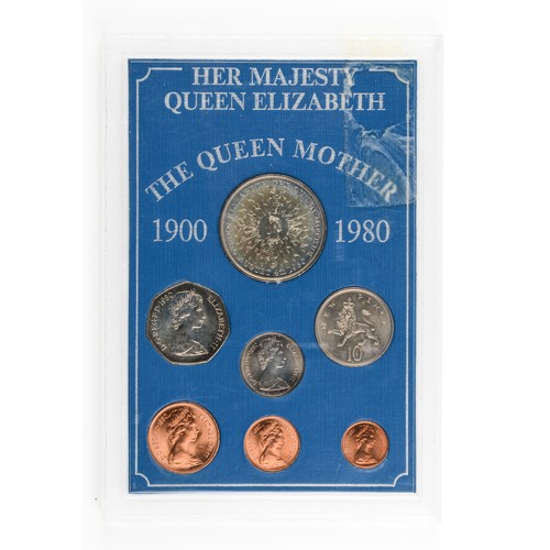 107 - Elizabeth II Decimal Coin Set. 1980. Her Majesty Queen Elizabeth The Queen Mother, 1900 - 1980 Comme... 