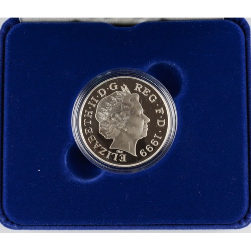 126 - Elizabeth II Five Pound Silver Proof Coin. 1999. Diana Princess of Wales Memorial Coin. (S4551) FDC.